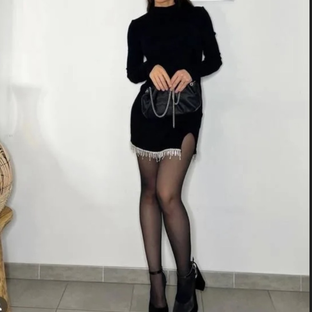 ZARA short black dress with rhinestones